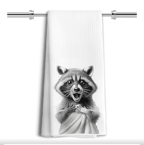 Other - Raccoon Print White Bath Towel